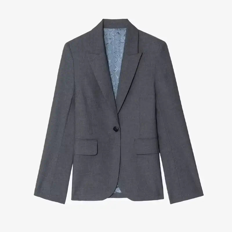 بدلة بليزر وبنطلون رمادي للنساء