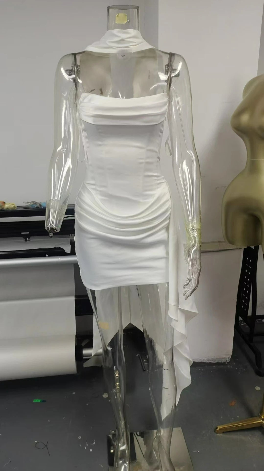 Ivory Luxe Corset Satin Mini Dress