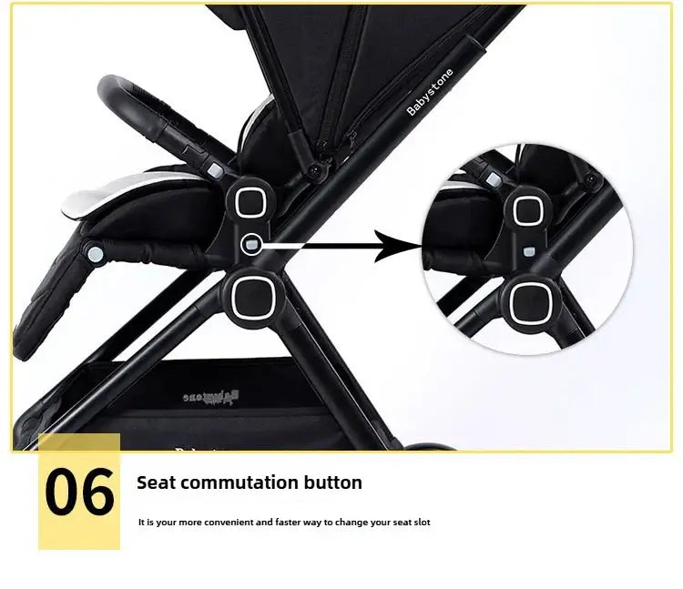 Highview Baby Stroller seat commutation button for easy adjustment and convenience.