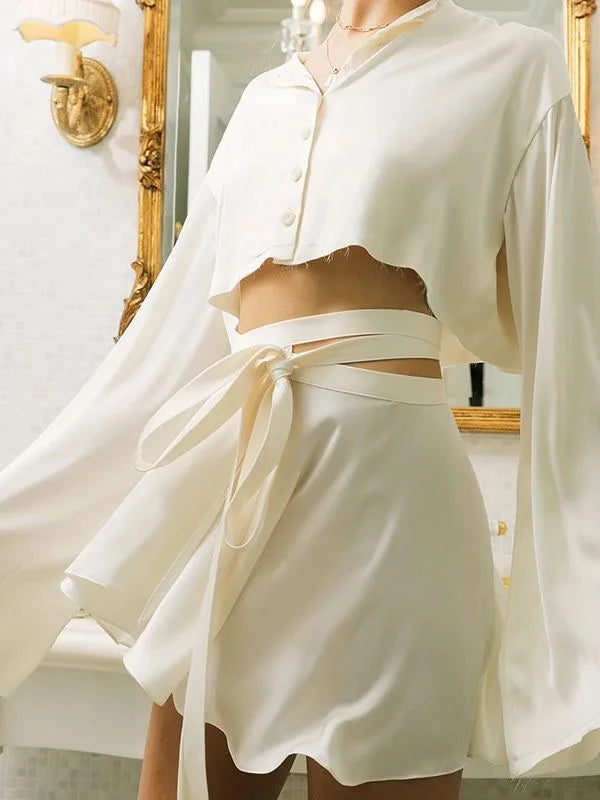 Women's Satin Skirt Set