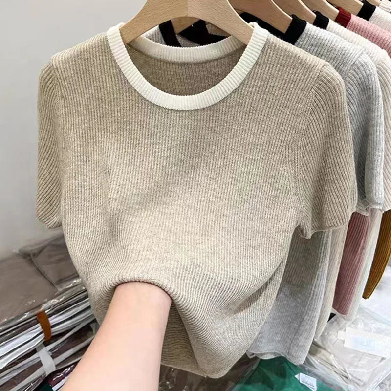 Women's O-Neck Slim Knit Sweater