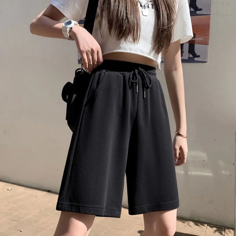 Women Ice Silk Loose Sports Shorts