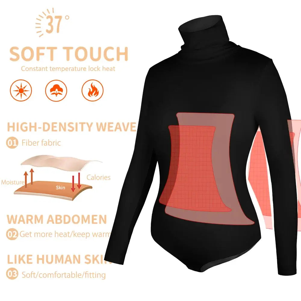 بدلة جسم نسائية برقبة عالية وأكمام طويلة