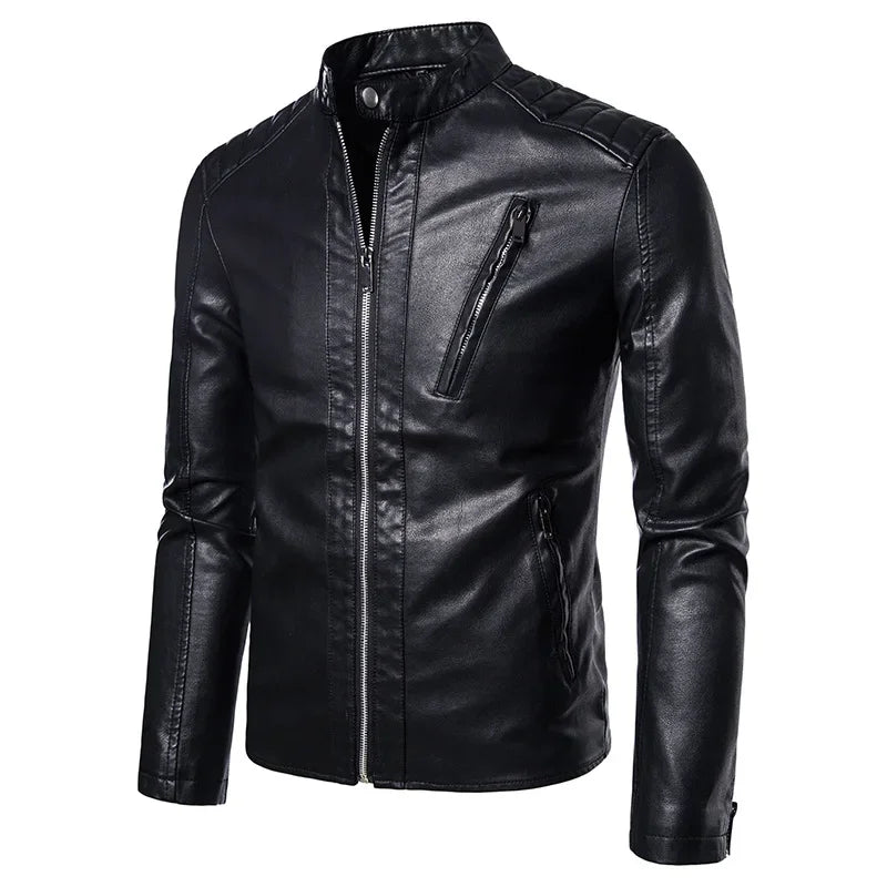 Men Faux Leather Motorcycle Jacket
