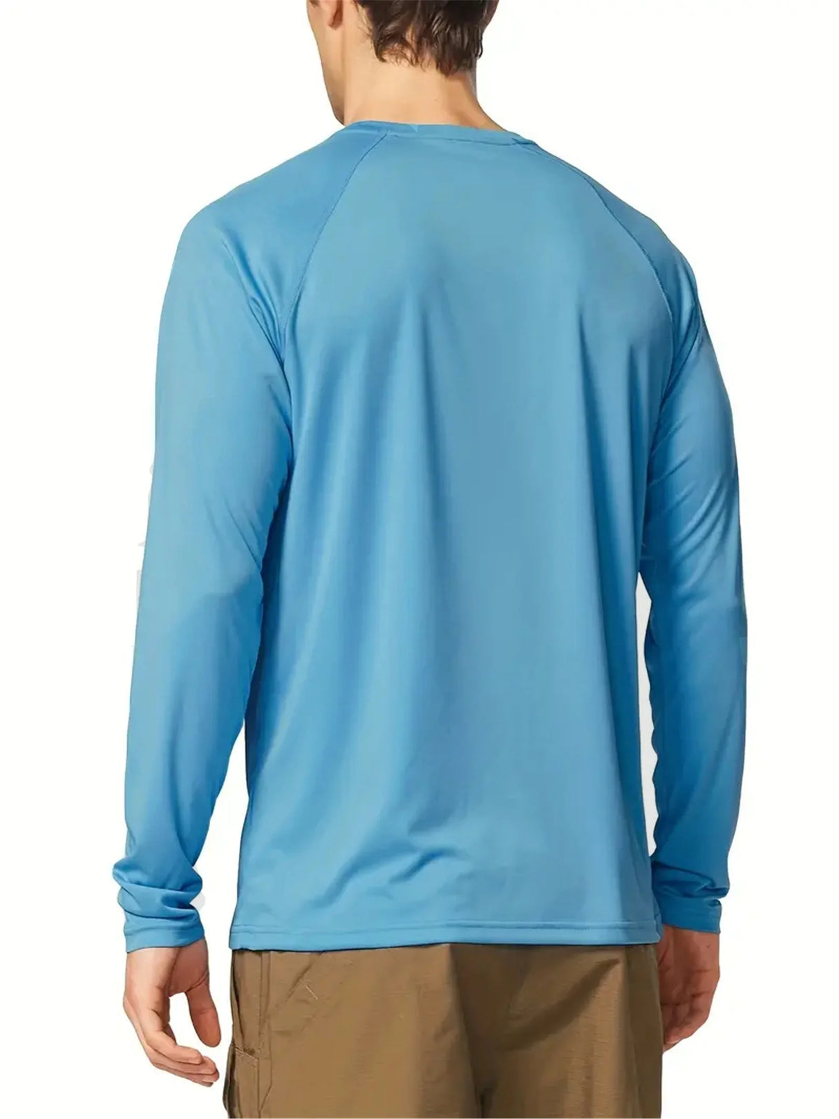 Men's Plus Size Solid Long Sleeve T-Shirt – UV Protection