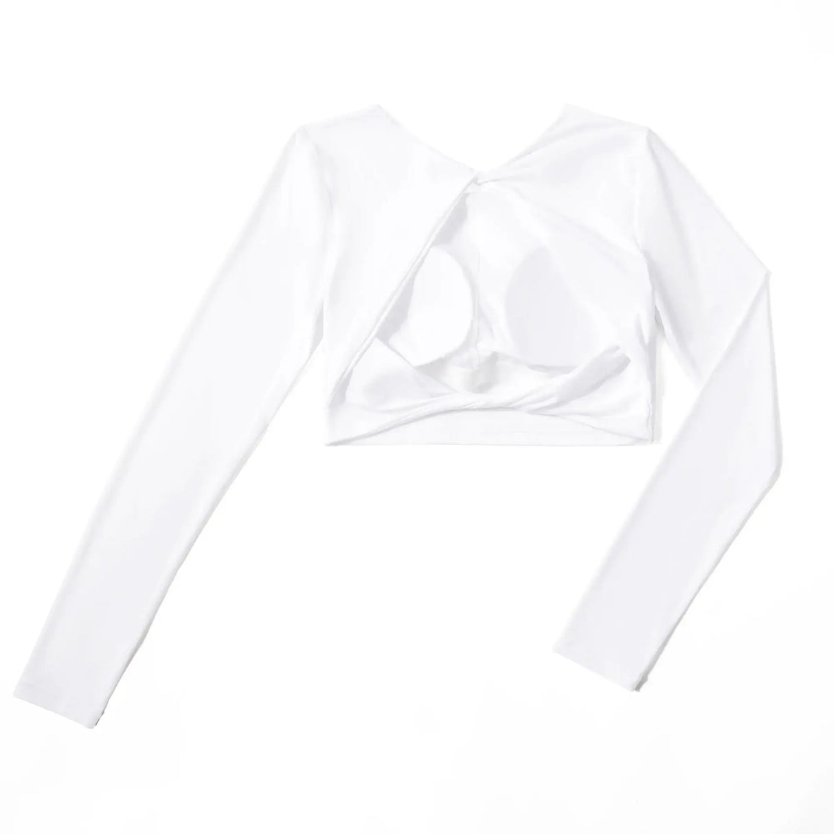 بلوزة يوغا نسائية مفتوحة الظهر بأكمام طويلة