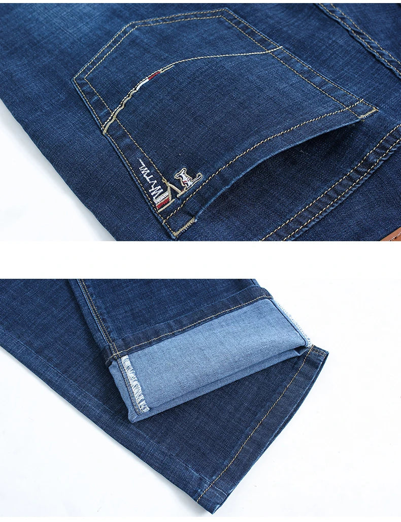 بنطلون جينز رجالي مستقيم بمقاسات كبيرة