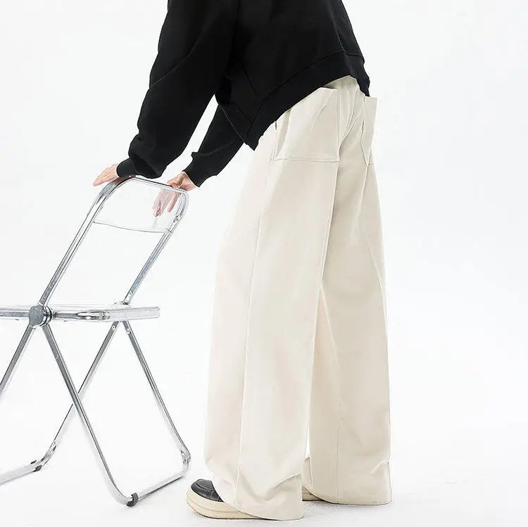 Men's Plus Size Vintage Pleated Trousers – Wide Leg