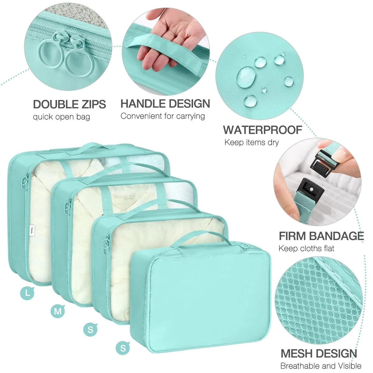 7-Piece Travel Packing Organizer Set – Folding Luggage Cubes