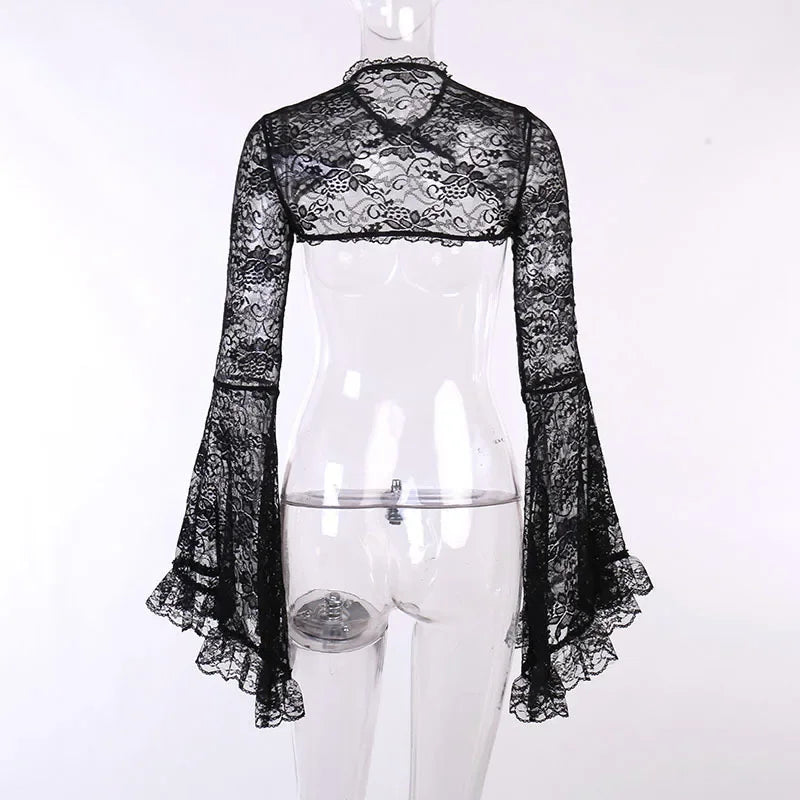 Gothic Black Sheer Bolero Shrug Jacket