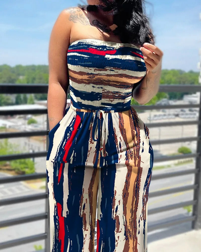 دوت بيلا™ - جمبسوت منقط مكشوف الكتفين (مرح، كلاسيكي، ومناسب للصيف)