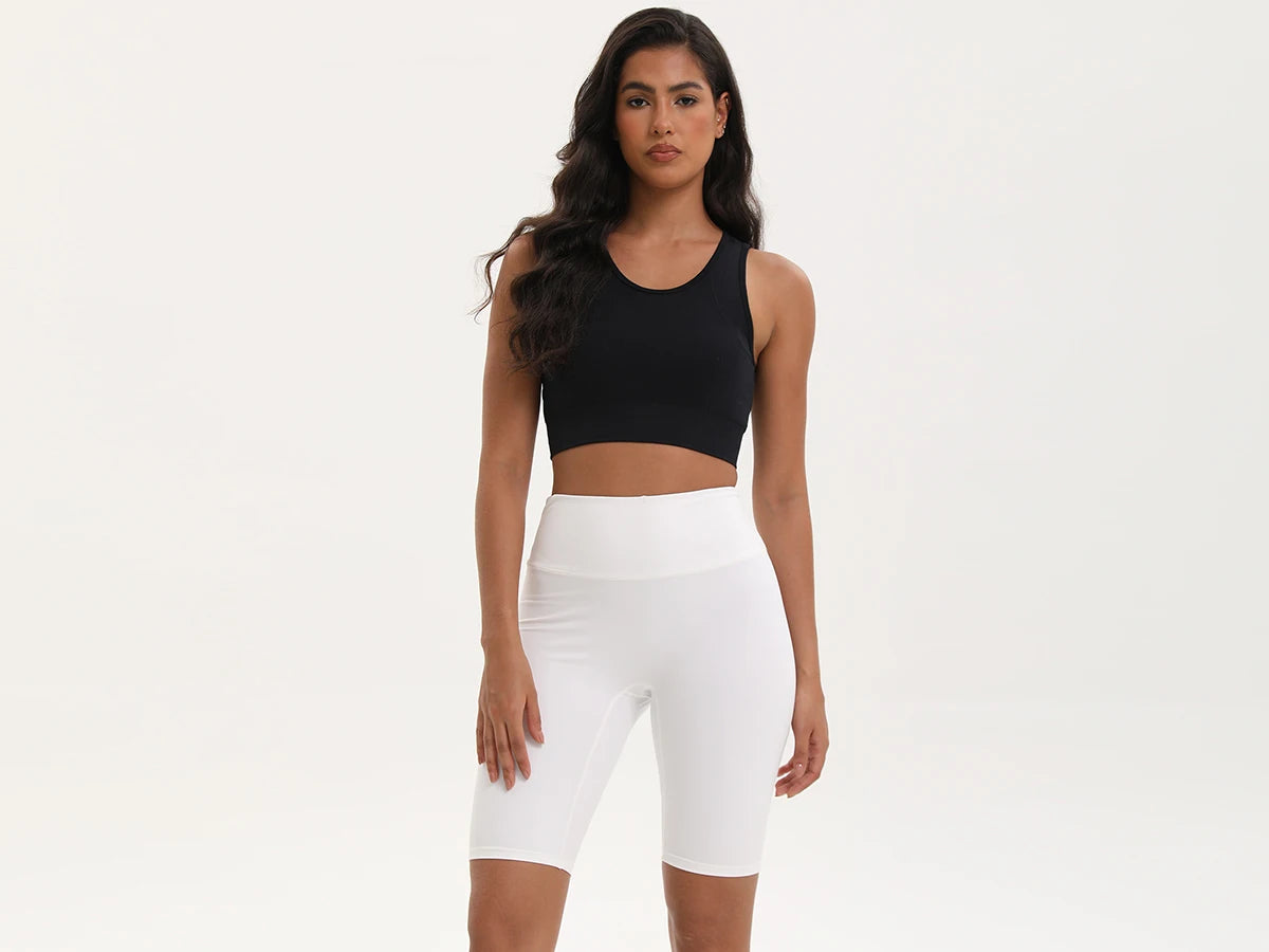 شورت نسائي عالي الخصر بثلاثة جيوب لركوب الدراجات