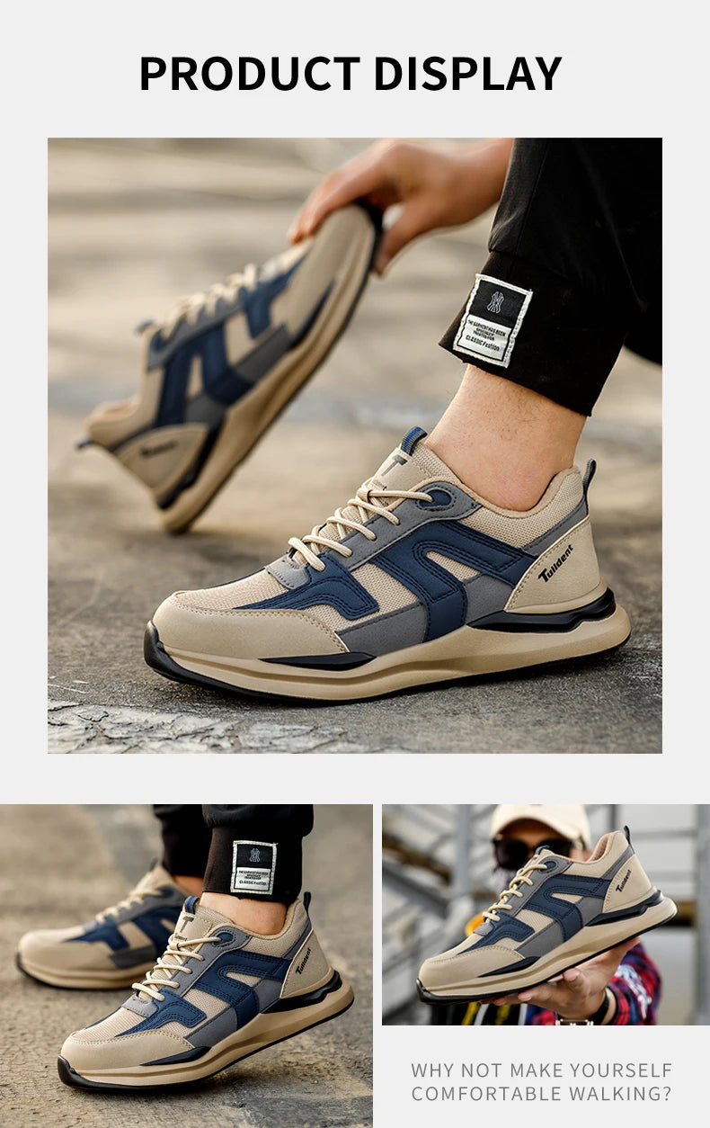 أحذية رياضية رجالية للعمل بمقدمة فولاذية غير قابلة للتدمير