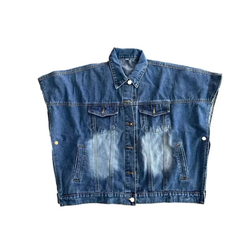 Women’s Sleeveless Vintage Denim Cardigan Coat