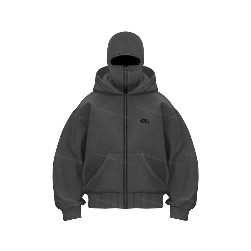 Men Balaclava Zip Hoodie Jacket