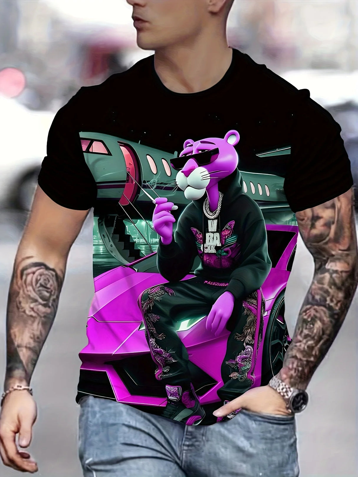 Men's Plus Size Graphic T-Shirt – Cartoon Print