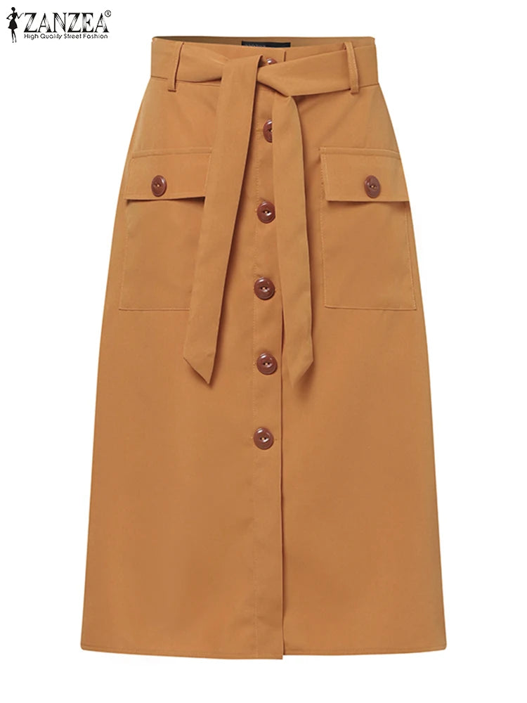 Women Buttoned Cargo Skirt