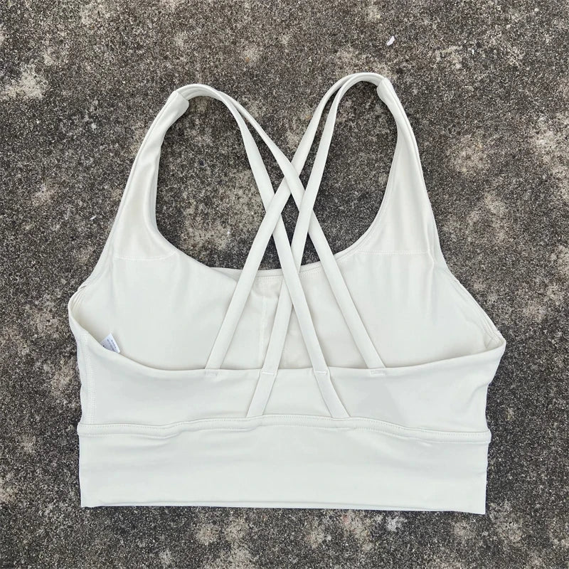 Women Cross Strap Sports Bra with Pads