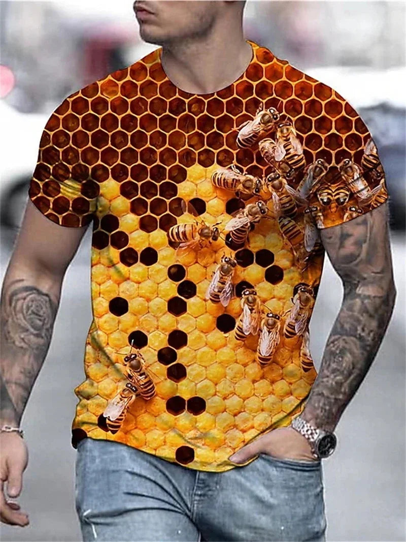 Men's Plus Size 3D Bee Print T-Shirt – Summer