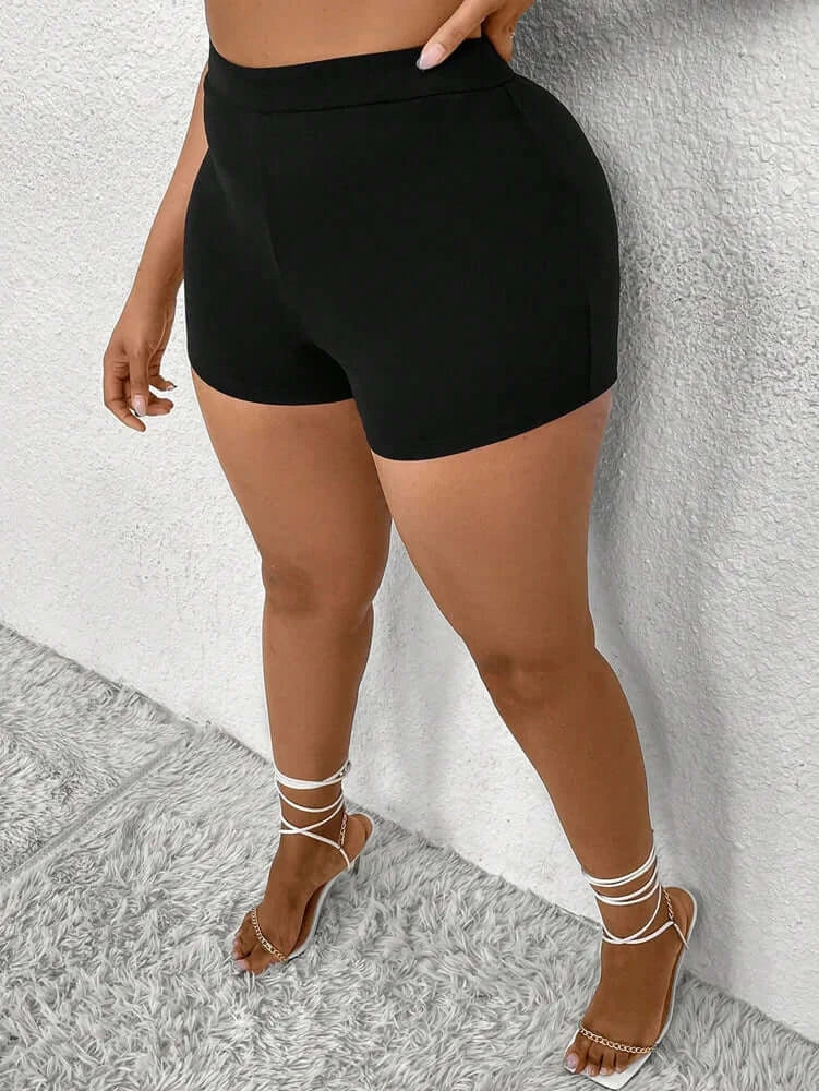 Women Plus Size Asymmetric Mini Shorts