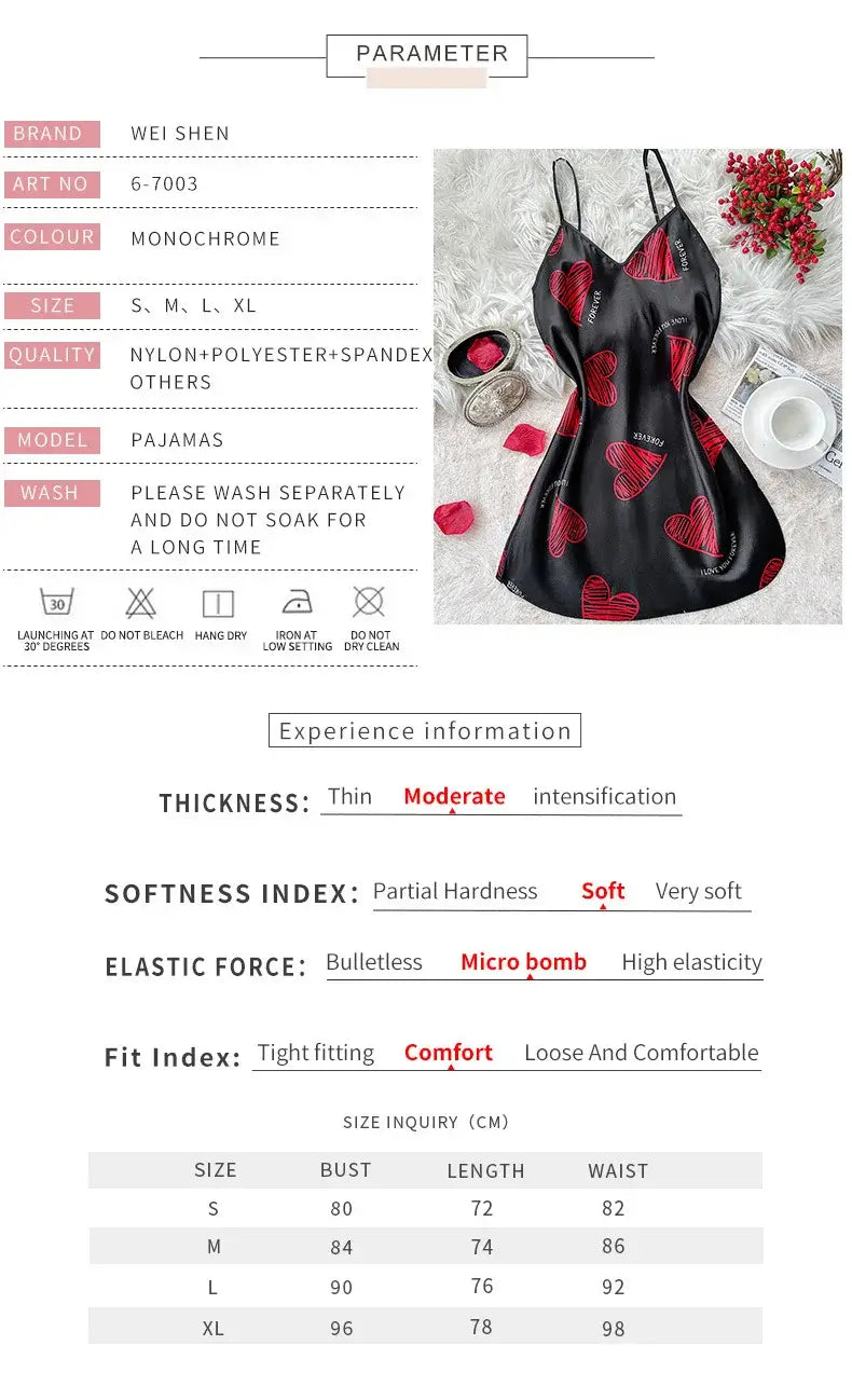 قميص نوم نسائي قصير من الساتان بفتحة رقبة على شكل حرف V