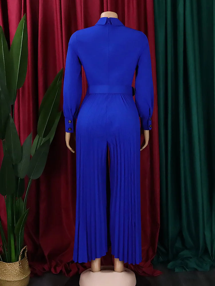 MaxiFit™ – Belted Button Maxi Office Jumpsuit (Work Chic, Waist-Defining & Longline)