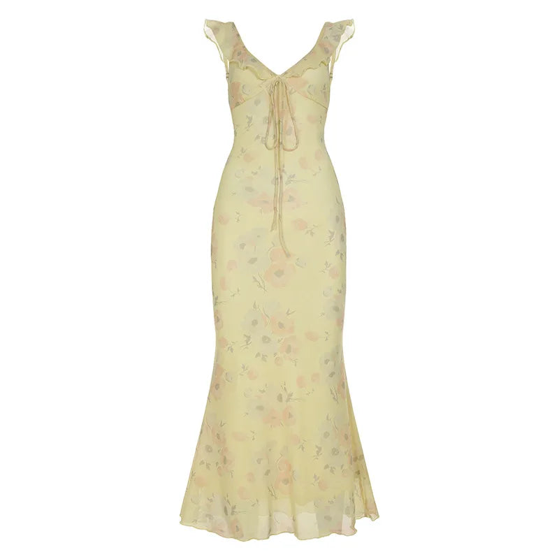 Women V Neck Lace Bodycon Dress