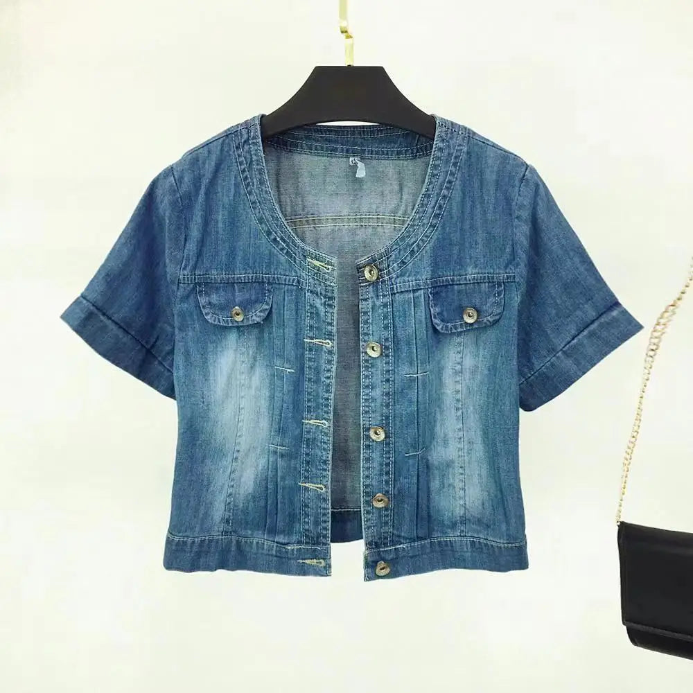 Women’s Y2K Cropped Halter Denim Jacket