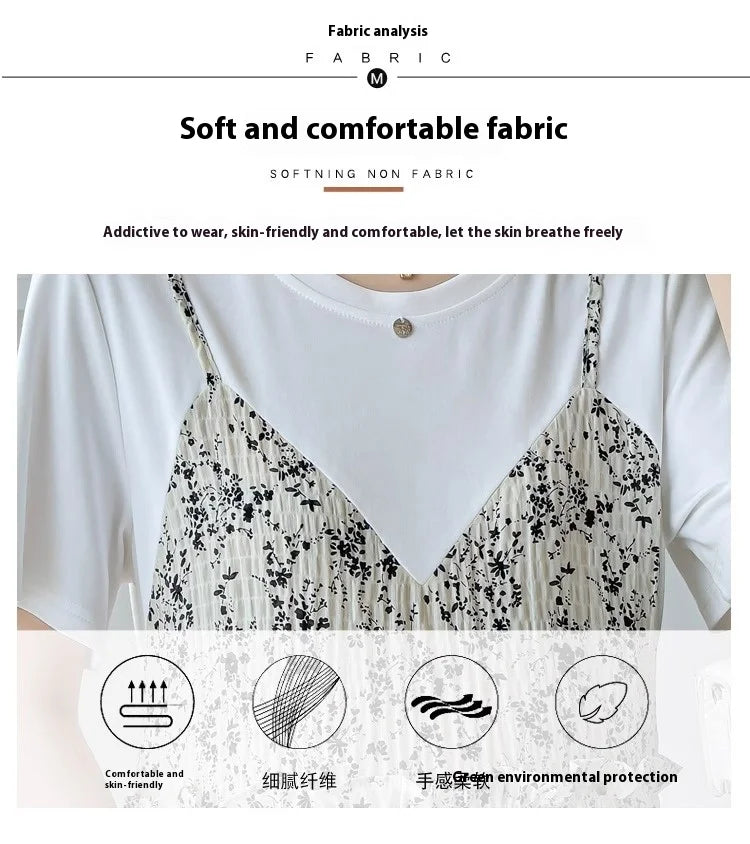 Detail of soft and comfortable floral maternity dress fabric, showcasing breathable material and skin-friendly attributes.