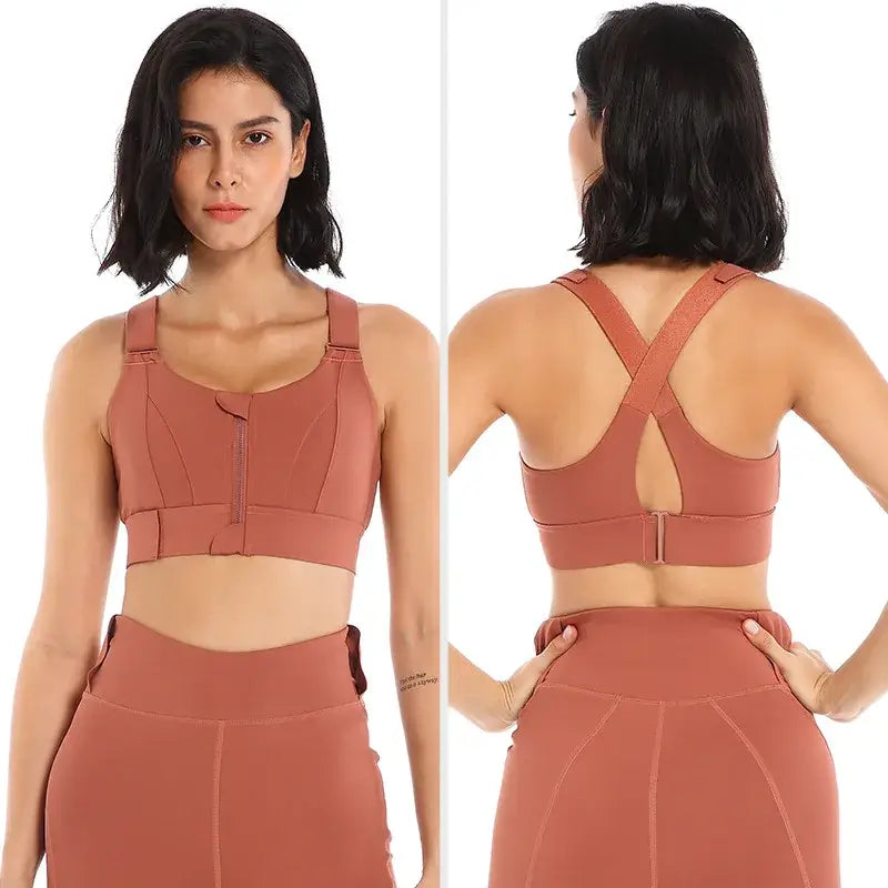 حمالة صدر رياضية بسحاب أمامي للنساء مقاس كبير