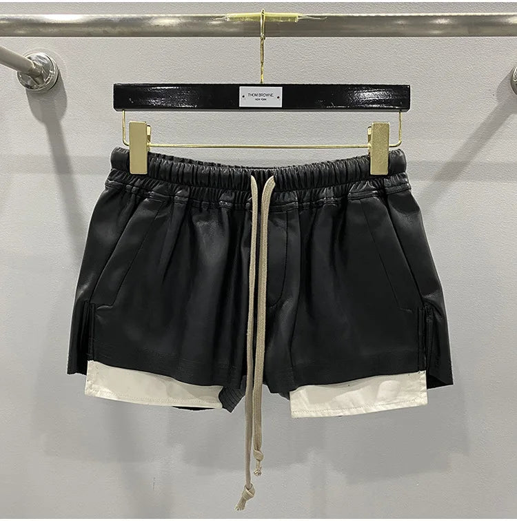 Women's PU Leather Black Shorts