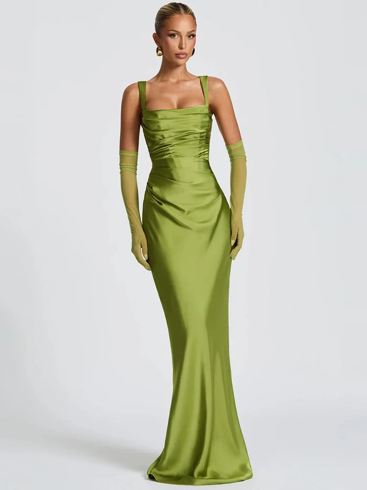 Luxe Satin Halter Evening Gown