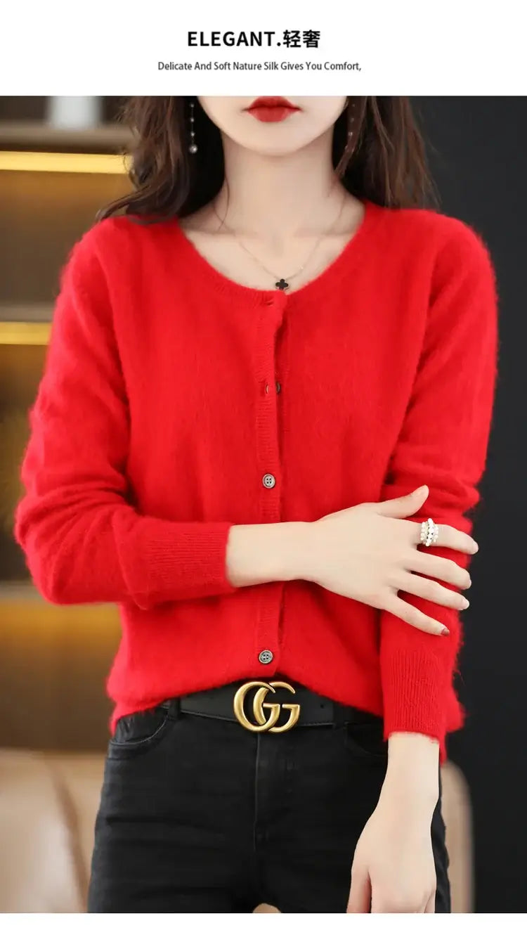 كارديجان نسائي من صوف المنك والكشمير