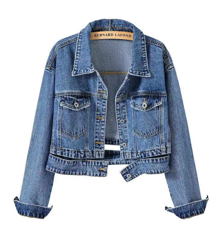 Women's Long Sleeve Denim Lapel Jacket