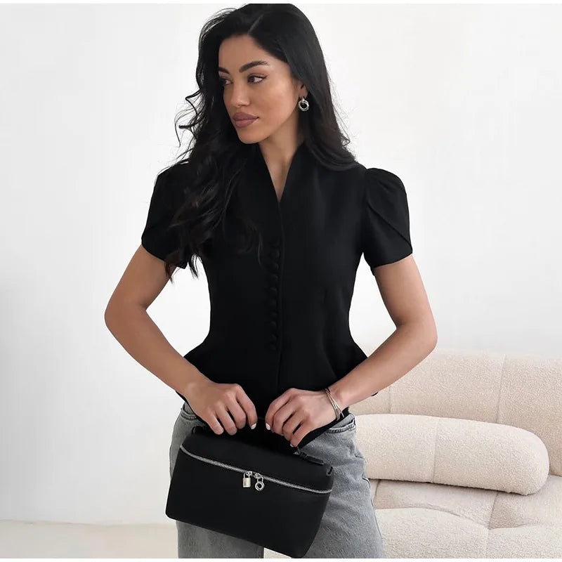 Elegant Women's Slim Waist Blazer Coat