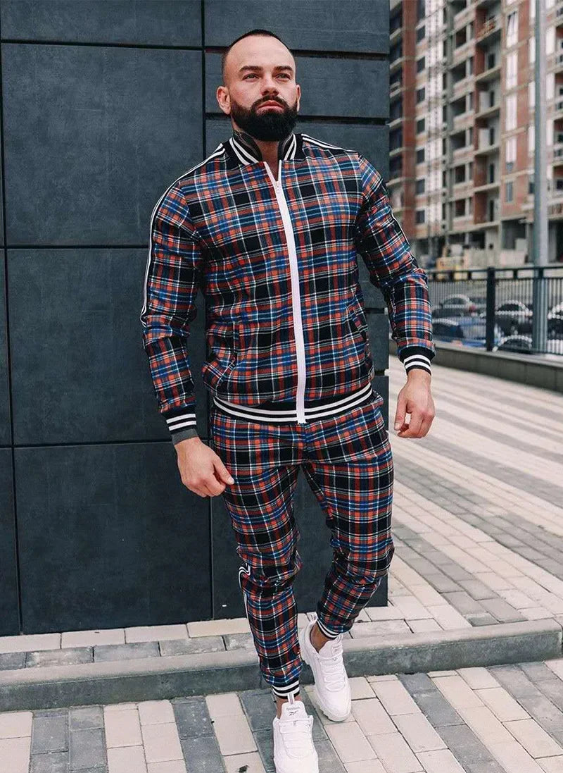 Men's Checkered Sports Tracksuit