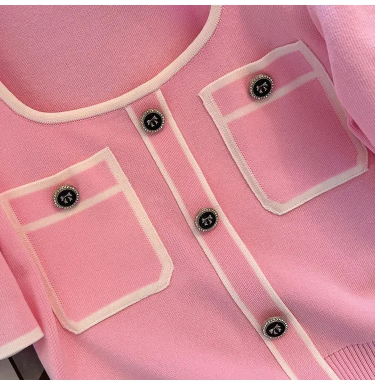 Women Square Neck Knit T-Shirt