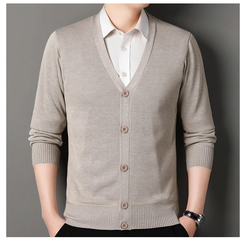 Men V-Neck Knit Cardigan