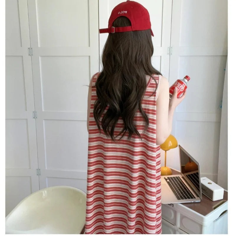 سترة مخططة للنساء مقاس كبير ملابس نوم