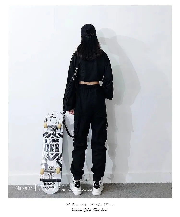 Plus Size Women's Cargo Pants – High Waist Black