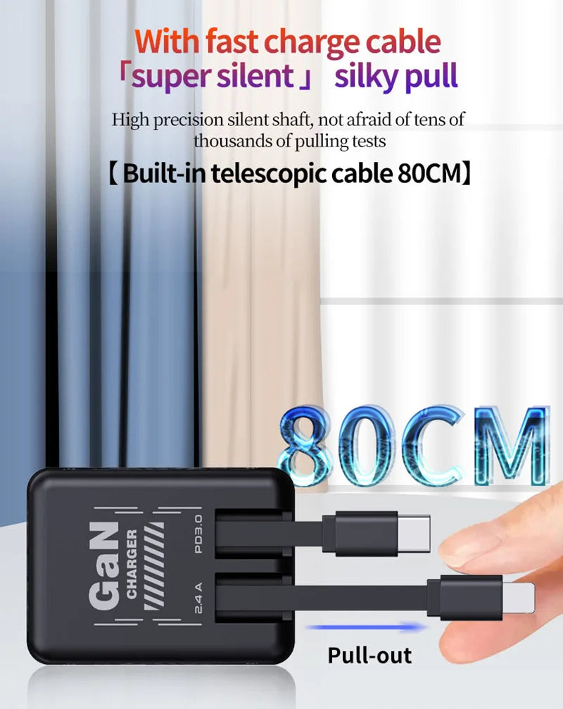 شاحن سريع بقوة 120 واط مع كابل Type-C وLightning