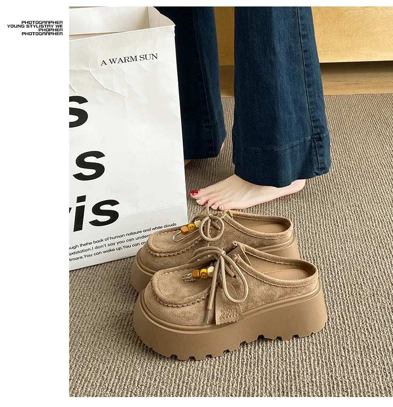 Women’s Retro Platform Half-Slipper Loafers