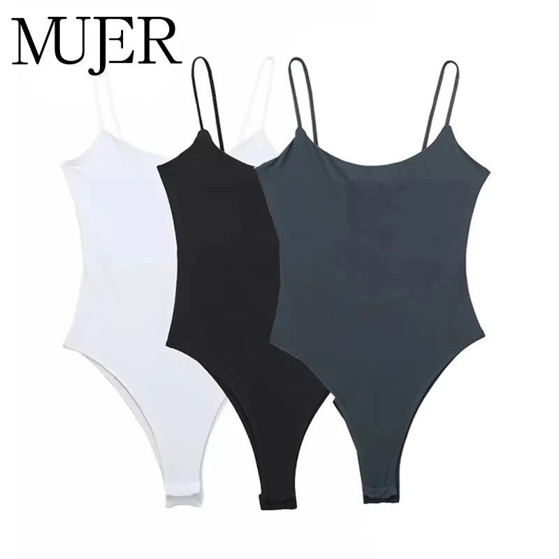 MUJER Sleeveless Backless Women's Bodysuit – Sexy Tight Bodycon Summer Top