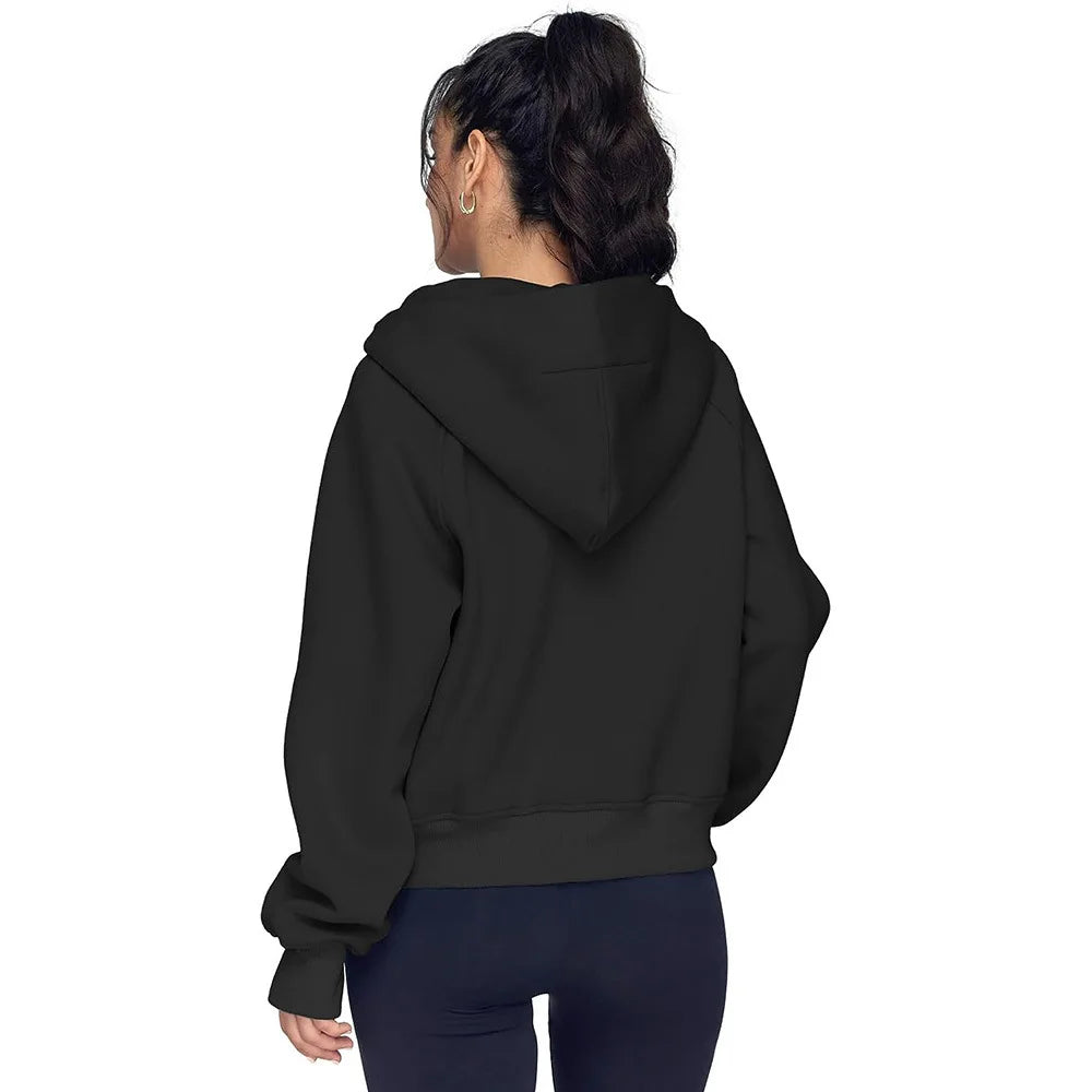Half Zip Cropped Hoodie