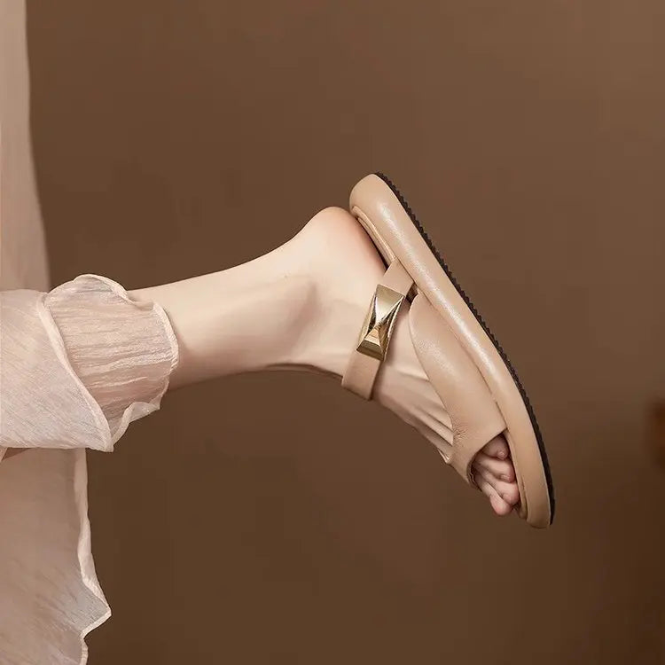 Women Minimalist White Slide Sandals