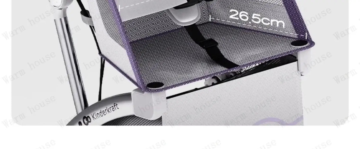 Close-up of Outdoor Lightweight Children's Stroller showcasing the 26.5cm adjustable canopy and safety harness.