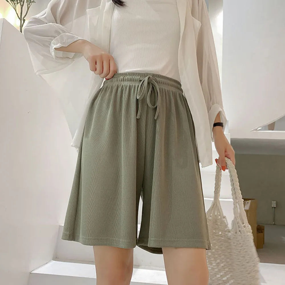 Women Ice Silk Loose Sports Shorts