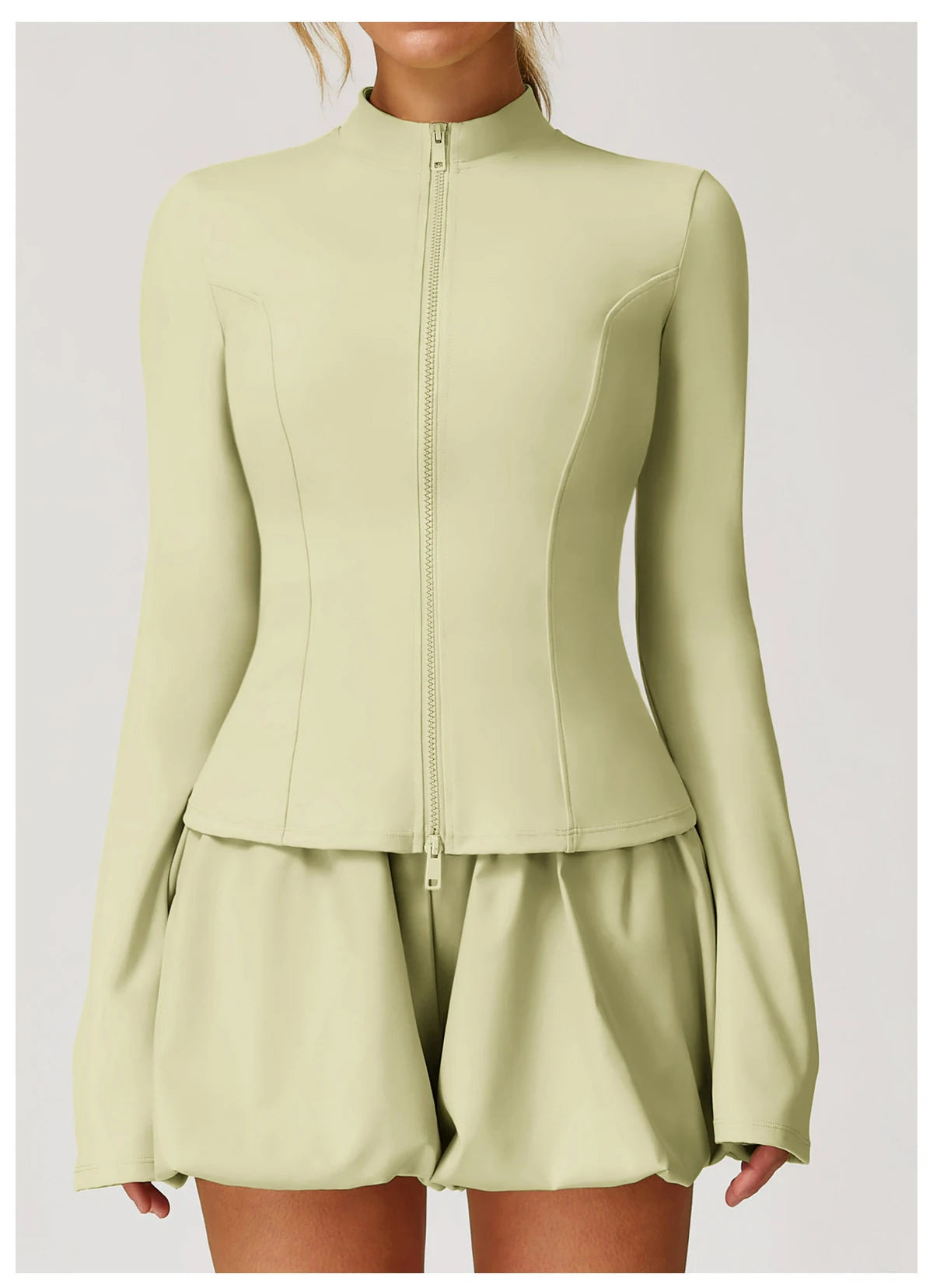 Women's Standing Collar Long Sleeve Yoga Jacket – Summer Training Top