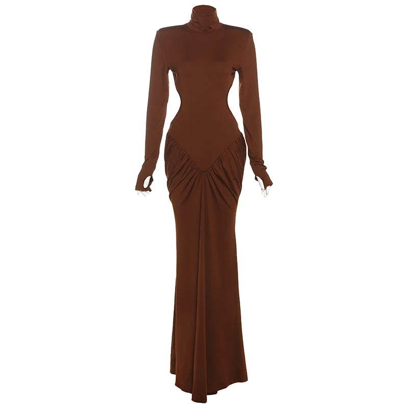 Women's Backless Ruched Maxi Dress