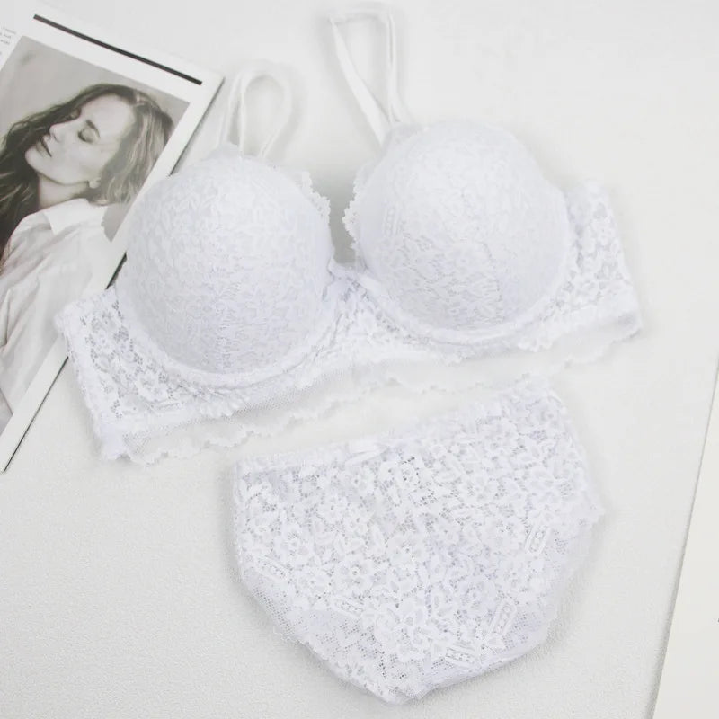 Women Plus Lace Bra Set